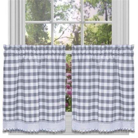 ACHIM IMPORTING Achim Importing BCTR36GY12 58 x 36 in. Buffalo Check Window Curtain Tier Pair; Grey BCTR36GY12